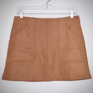 Zara Brown Mini Skirt Retro A-line Front Pockets Size M
